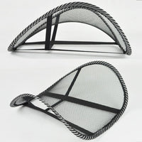 Mesh lumbar cushion on an office chair