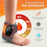 Heated ankle wrap fastened around the foot