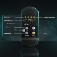 Handheld remote control with labelled heating, massage mode and timer buttons