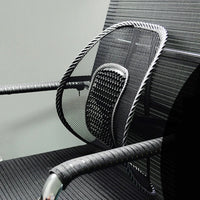 Mesh lumbar cushion fitted to a car seat
