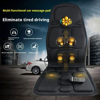 Heated massage cushion in a car seat