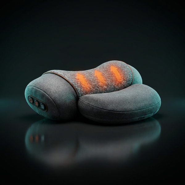 Heated neck and massage pillow with cervical support
