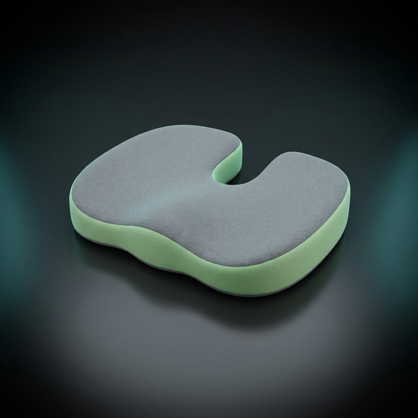 3-zone memory foam lumbar seat cushion, dark studio product photo