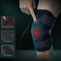 USB heated knee wrap worn on the knee with heat active