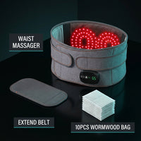 Heated back and waist massage belt with extension belt and wormwood sachets